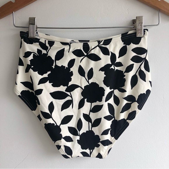 NWT ♠️ Kate Spade BLACK Floral belted High-Waist Bikini Swim Bottom | S - Picture 6 of 10